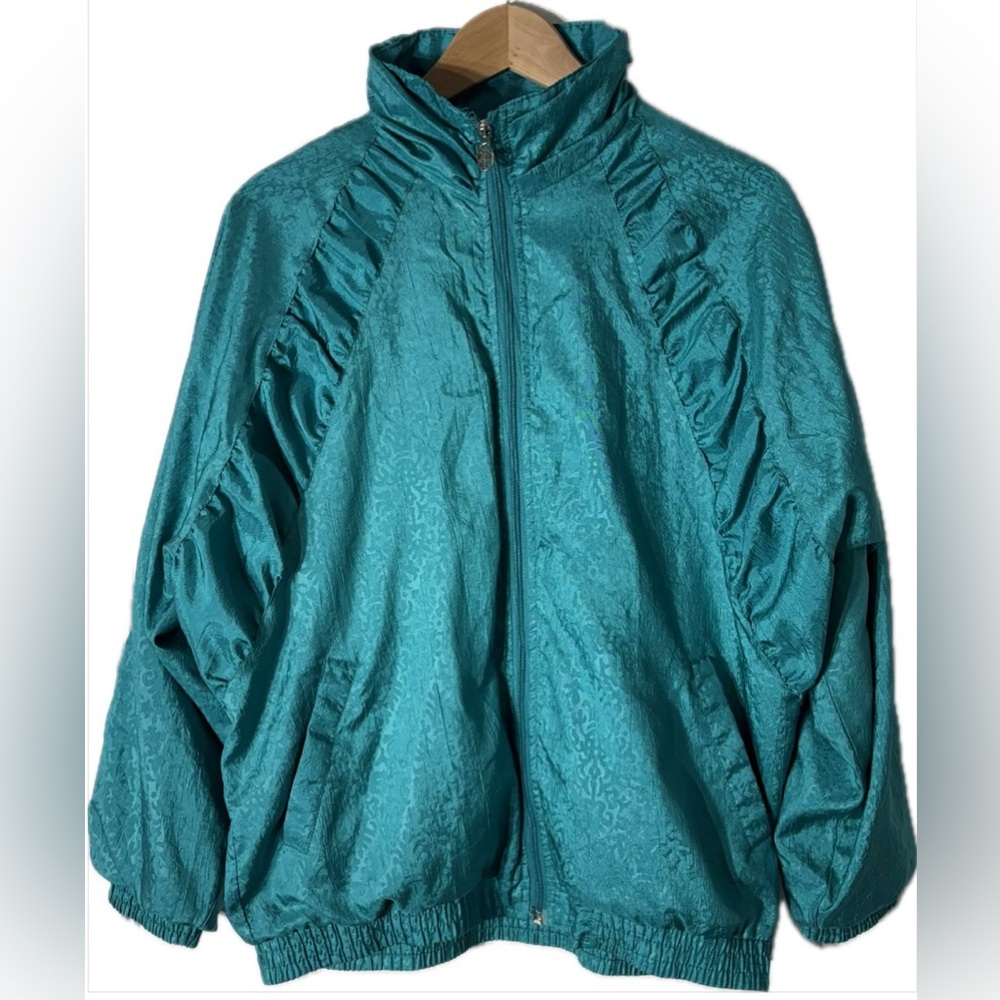 Vintage Teal Windbreaker Textured Jacket